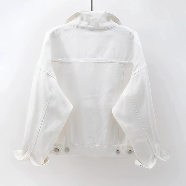 Women's Lightweight White Denim Jacket - Casual Summer Fashion Essential