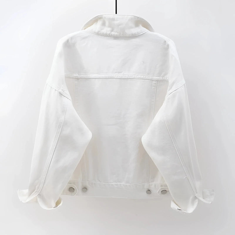 Women's Lightweight White Denim Jacket - Casual Summer Fashion Essential