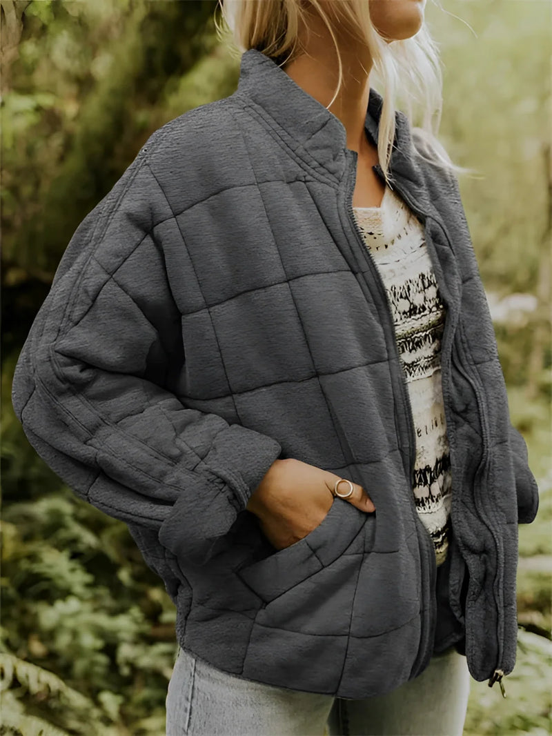 Women's Lightweight Insulated Forest Green Quilted Jacket - Stylish & Warm Outerwear for All Seasons