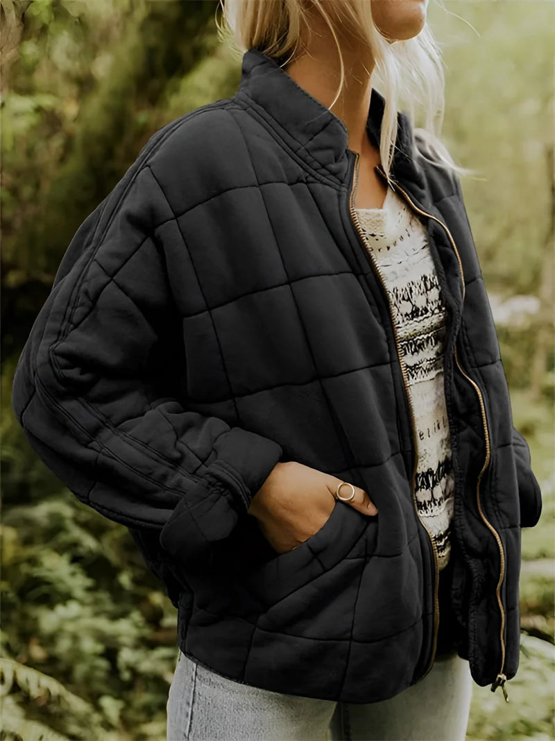 Women's Lightweight Insulated Forest Green Quilted Jacket - Stylish & Warm Outerwear for All Seasons