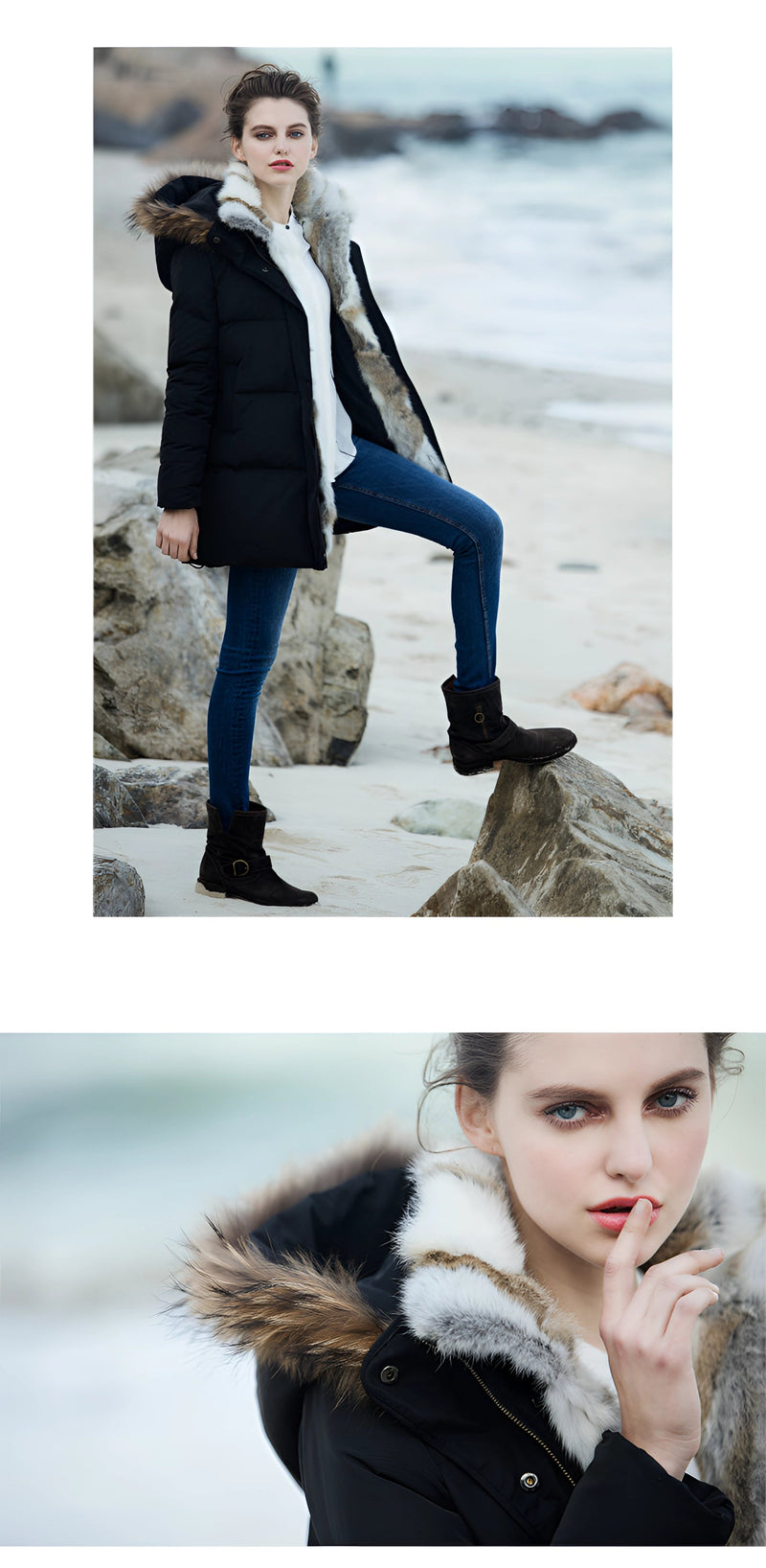 Women's Luxury White Puffer Jacket with Fur Hood - Stylish Winter Coat for Ultimate Warmth and Comfort