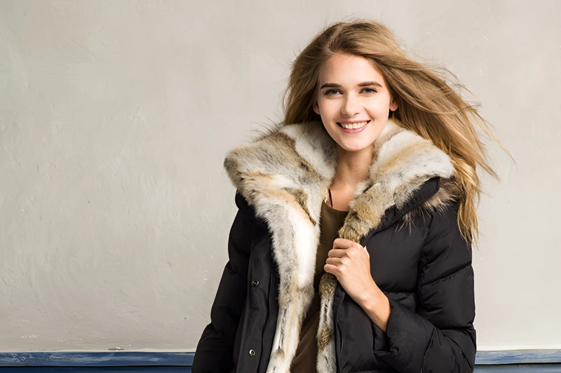 Women's Luxury White Puffer Jacket with Fur Hood - Stylish Winter Coat for Ultimate Warmth and Comfort