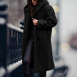 Women's Oversized Blue Teddy Coat - Cozy Faux Sheepskin Winter Jacket for Ultimate Warmth