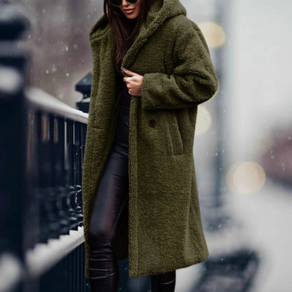 Women's Oversized Blue Teddy Coat - Cozy Faux Sheepskin Winter Jacket for Ultimate Warmth