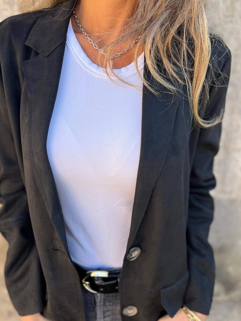 Women's Lightweight Tan Suede Blazer - Stylish Fall Fashion Jacket for Effortless Elegance