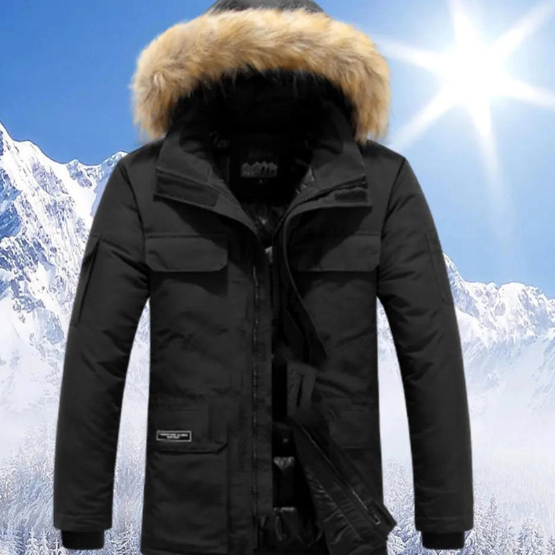 Men's Yellow Waterproof Insulated Ski Jacket with Fur Hood - Ultimate Winter Performance