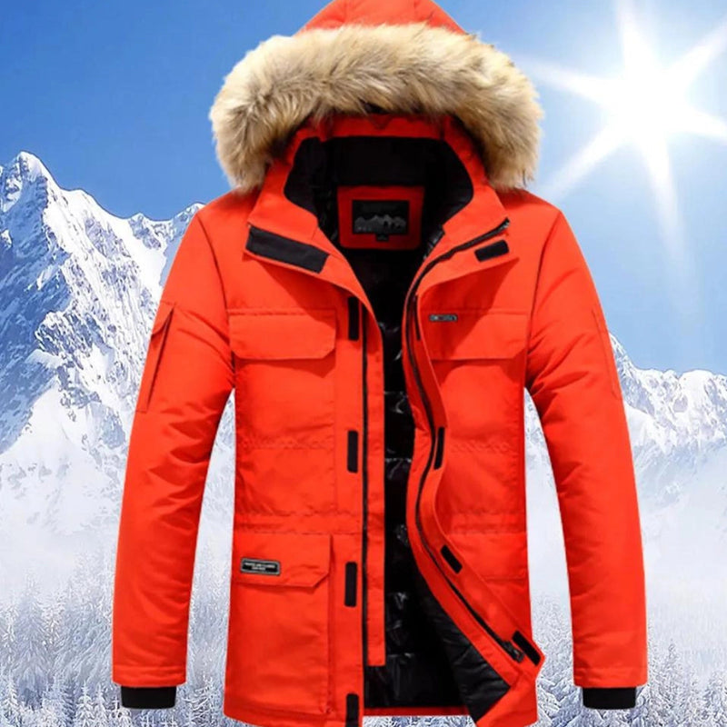 Men's Yellow Waterproof Insulated Ski Jacket with Fur Hood - Ultimate Winter Performance