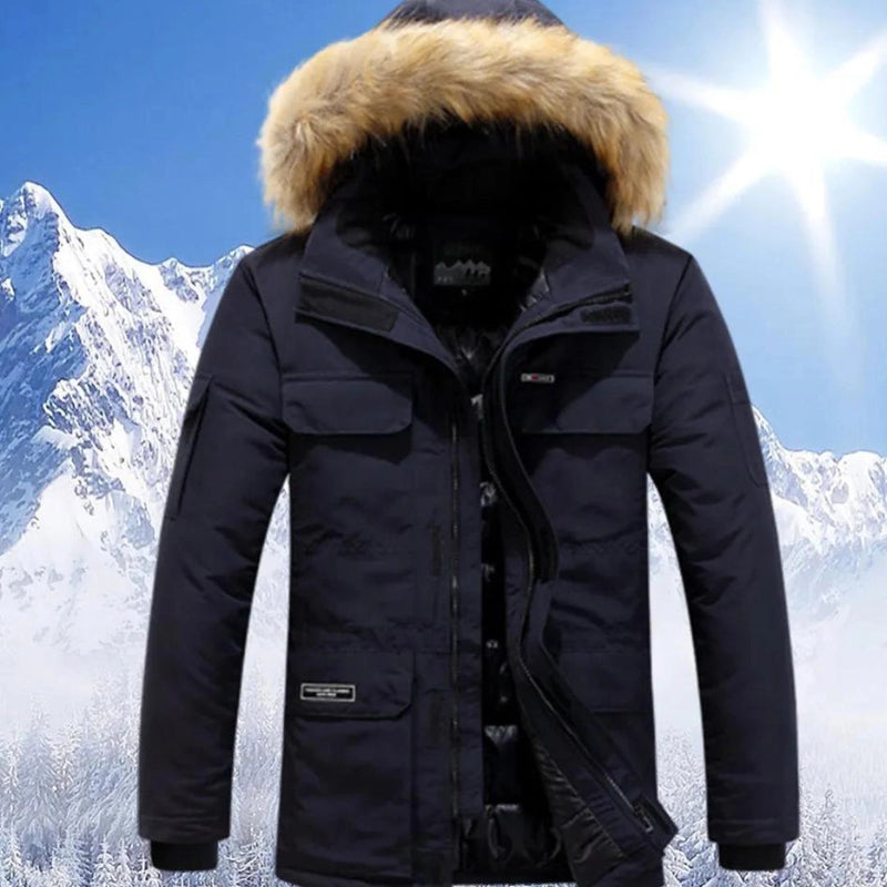 Men's Yellow Waterproof Insulated Ski Jacket with Fur Hood - Ultimate Winter Performance