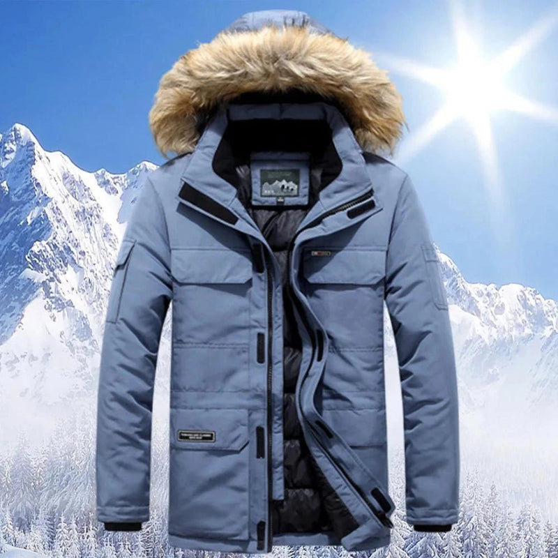 Men's Yellow Waterproof Insulated Ski Jacket with Fur Hood - Ultimate Winter Performance