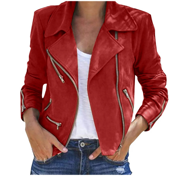 Stylish Women's Zipper Leather Jacket - Avencea Premium Leather Outerwear