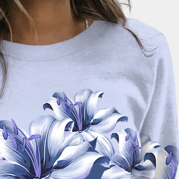 Women's Floral Print Sweatshirt - Soft & Breathable Fabric - Relaxed Fit Long Sleeve Top