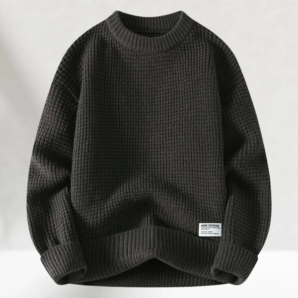 Men's Classic Crew Neck Knitted Jumper - Comfortable Ribbed Hem Sweater for Casual Wear