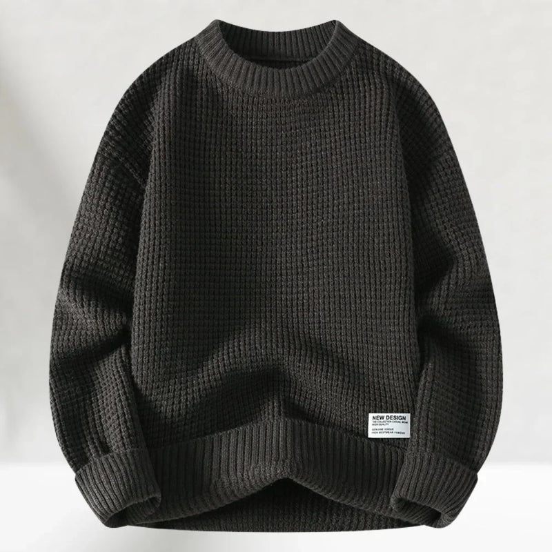 Men's Classic Crew Neck Knitted Jumper - Comfortable Ribbed Hem Sweater for Casual Wear