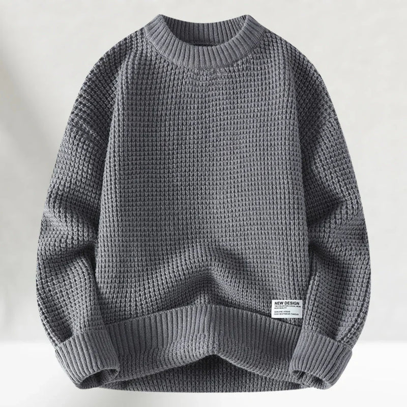 Men's Classic Crew Neck Knitted Jumper - Comfortable Ribbed Hem Sweater for Casual Wear
