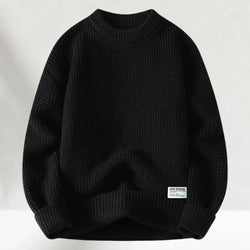 Men's Classic Crew Neck Knitted Jumper - Comfortable Ribbed Hem Sweater for Casual Wear