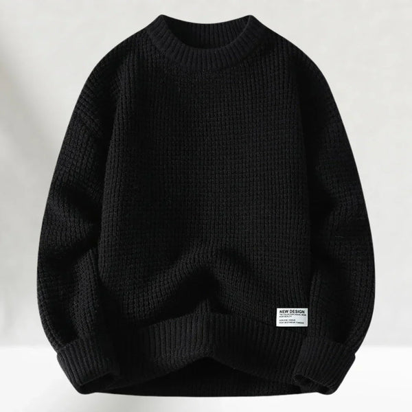 Men's Classic Crew Neck Knitted Jumper - Comfortable Ribbed Hem Sweater for Casual Wear
