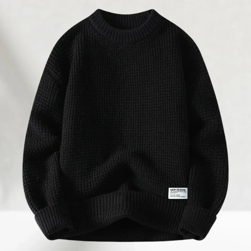 Men's Classic Crew Neck Knitted Jumper - Comfortable Ribbed Hem Sweater for Casual Wear
