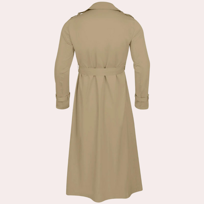 Men's Classic Double-Breasted Long Trench Coat with Belt - Stylish & Timeless Outerwear for All Seasons