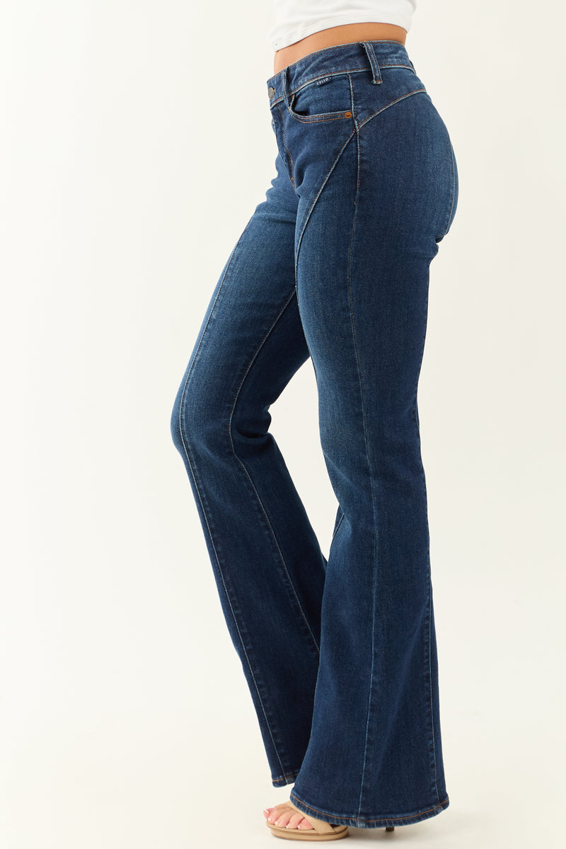 Cello Women's Dark Wash Stretchy Low Rise Flare Jeans - Comfortable & Stylish Denim