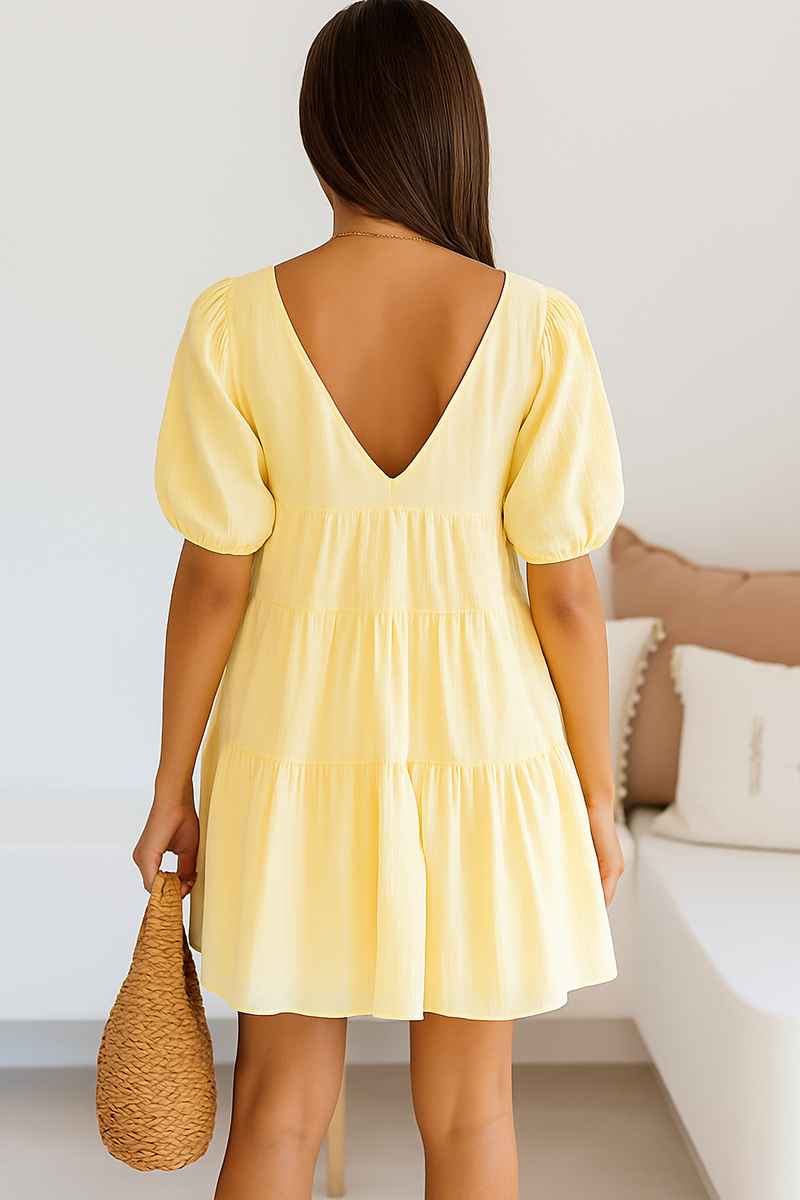 Light Yellow Tiered Babydoll Dress