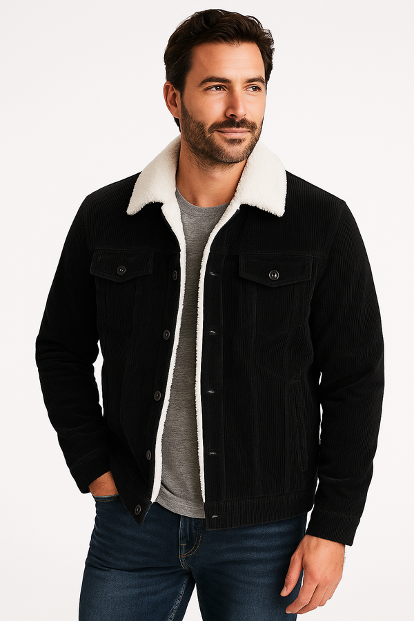 Men's Monochrome Zipper Jacket - Casual Velvet Parka, Korean Fashion, Plus Size Cotton Winter Coat