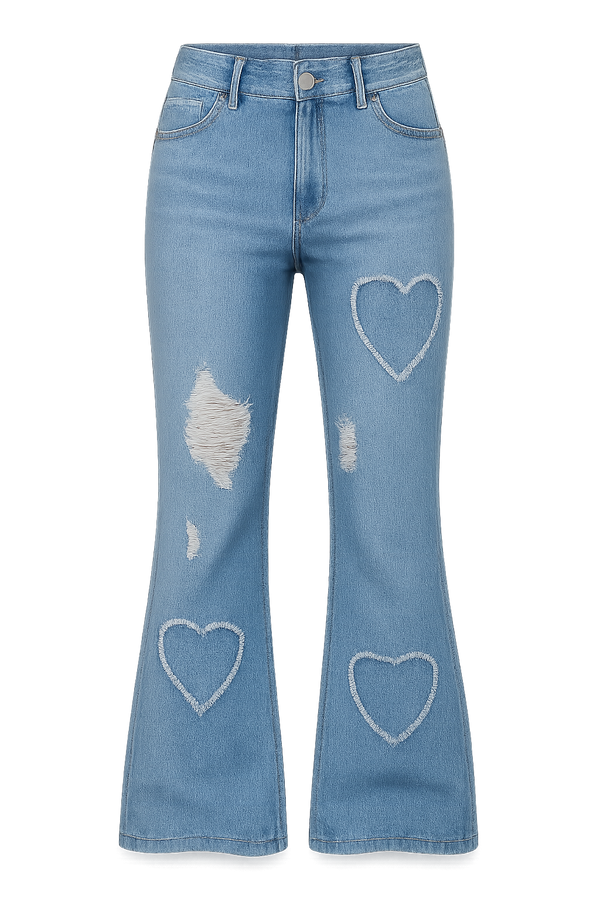 2025 Women's Distressed Jeans with Embroidered Patches - High Elasticity, Fashionable & Versatile Comfortable Denim