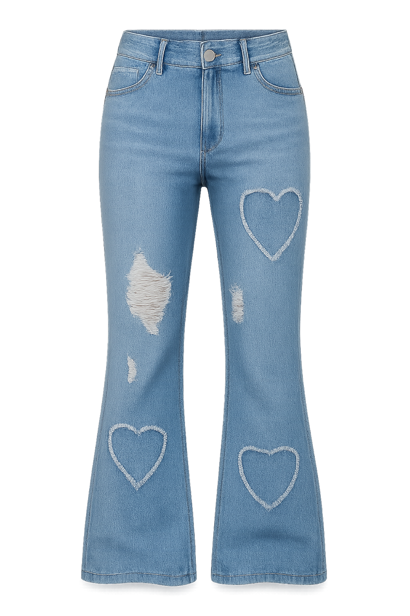 2025 Women's Distressed Jeans with Embroidered Patches - High Elasticity, Fashionable & Versatile Comfortable Denim