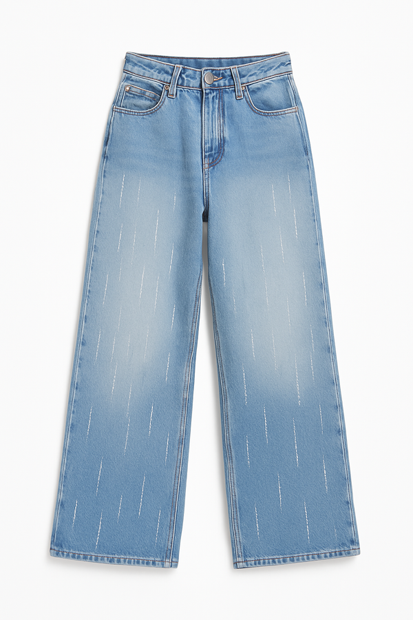 Women's Loose Fit Straight Jeans with Color Block Design | Casual Back Pockets & Slash Pockets | Machine Washable Denim