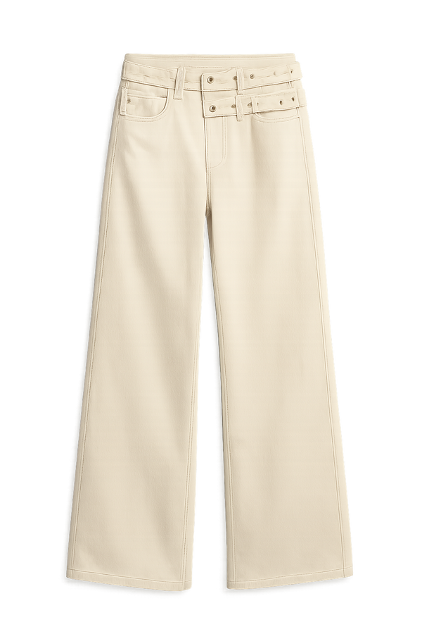 2025 Dames Jeans met Midden Taille - Wijde Pijpen & Zakken - Losse Denim Broek voor Lente/Zomer - Trendy All-Match Vrouwelijke Broek