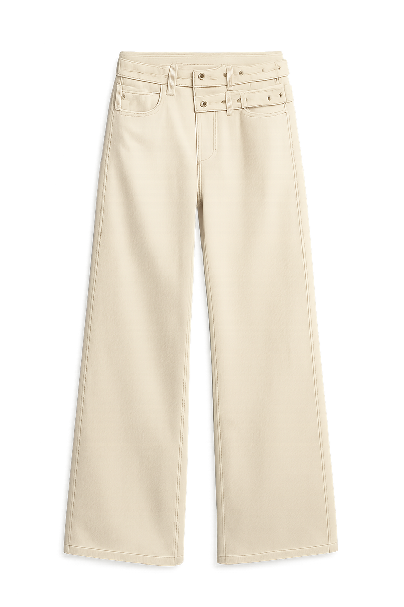 2025 Dames Jeans met Midden Taille - Wijde Pijpen & Zakken - Losse Denim Broek voor Lente/Zomer - Trendy All-Match Vrouwelijke Broek