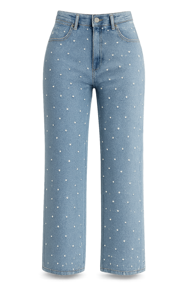 Women's Pearl Straight Jeans - Versatile Five-Pocket Design, Machine Washable, Classic Fashion for Any Occasion
