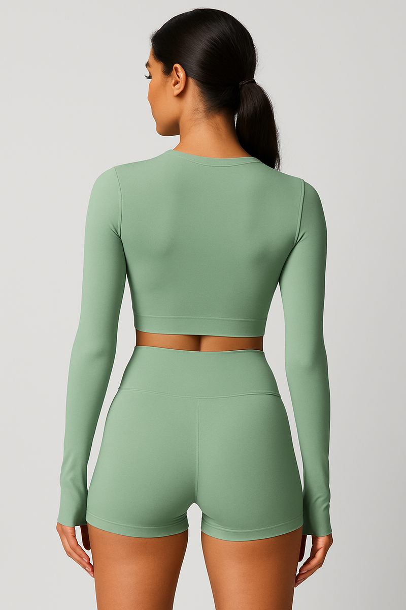 Yoga Set Women’s Sportswear – Long Sleeve Padded Top & High Waist Leggings