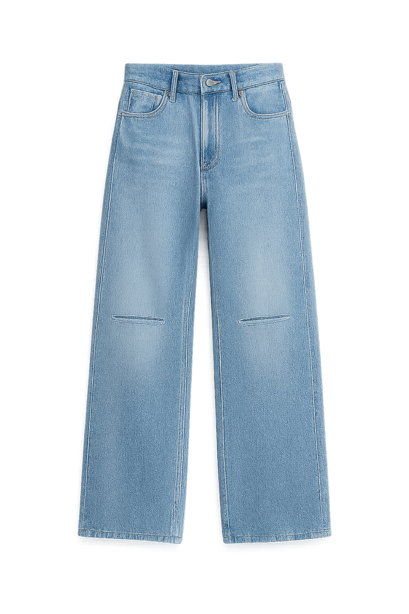 2025 Women's Mid-Waist Curved Straight Leg Cropped Denim Pants - Stylish, Casual & Comfortable Jeans for Everyday Wear