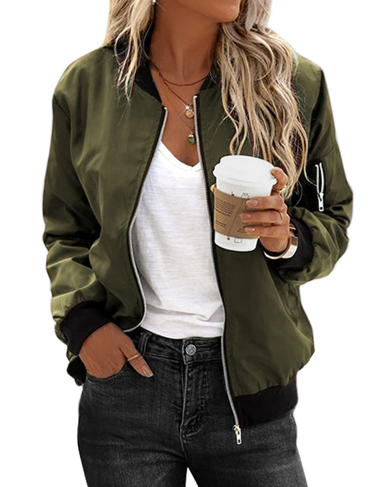 Stylish Women's Biker Bomber Jacket - Trendy Motorcycle Outerwear for Fashionable Women