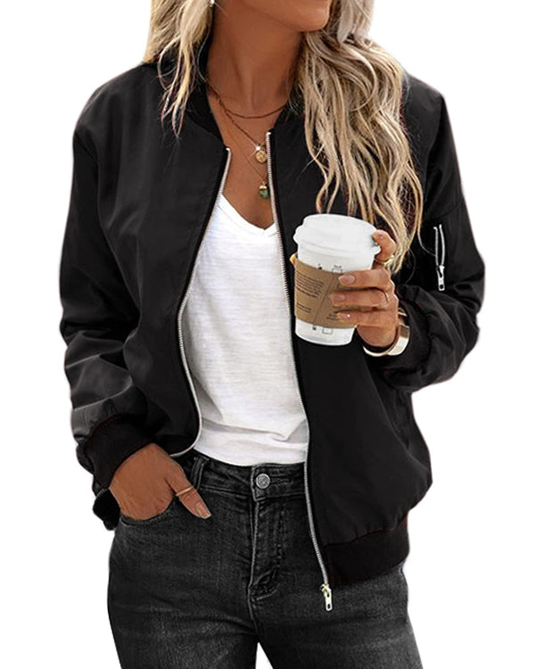 Stylish Women's Biker Bomber Jacket - Trendy Motorcycle Outerwear for Fashionable Women