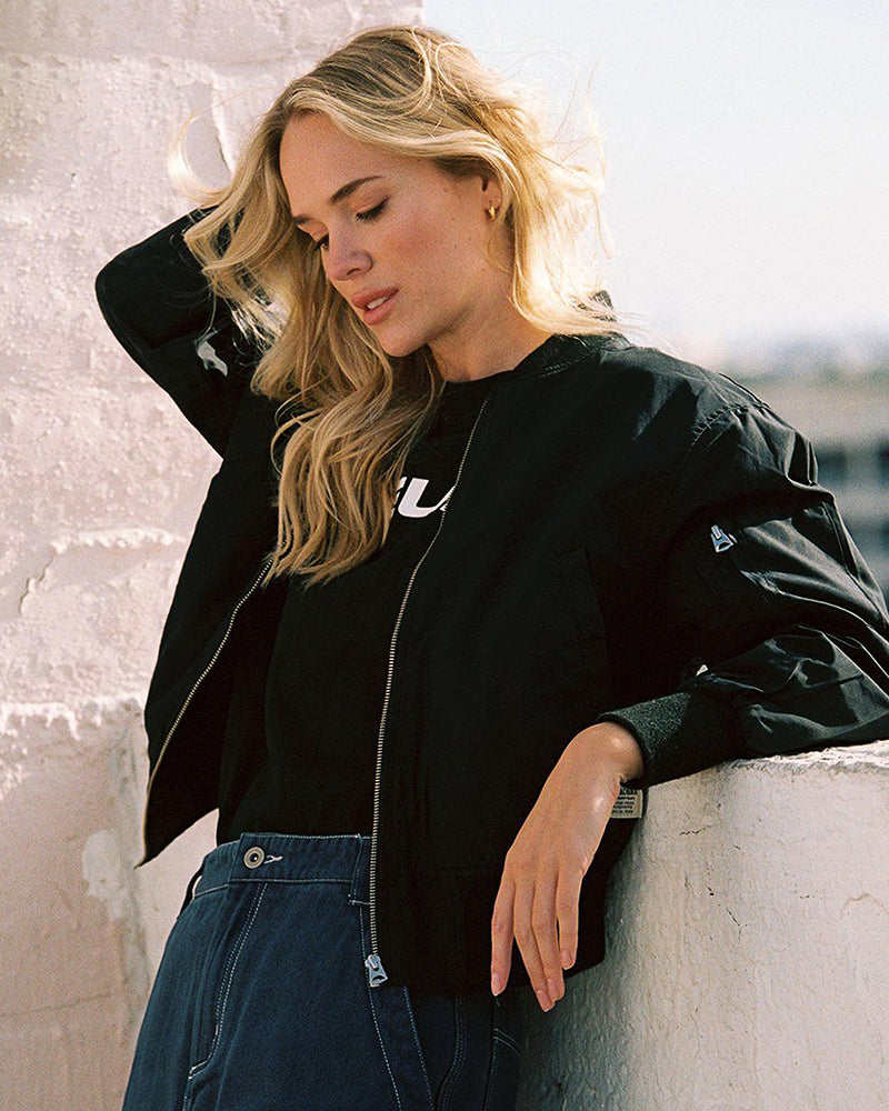 Stylish Women's Biker Bomber Jacket - Trendy Motorcycle Outerwear for Fashionable Women