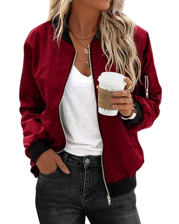 Stylish Women's Biker Bomber Jacket - Trendy Motorcycle Outerwear for Fashionable Women