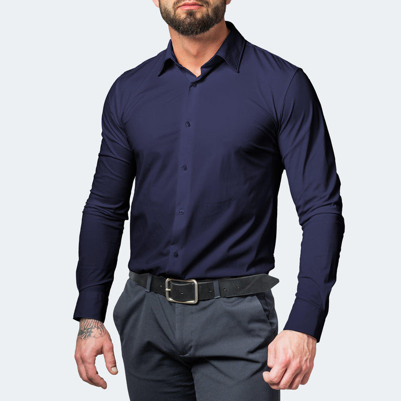 Men's Non-Iron Stretch Dress Shirt - Wrinkle-Free, Comfortable Fit, Perfect for Work & Formal Events
