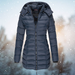 Women's Hooded Puffer Winter Jacket - Full-Length Zip, Warm & Stylish Outerwear