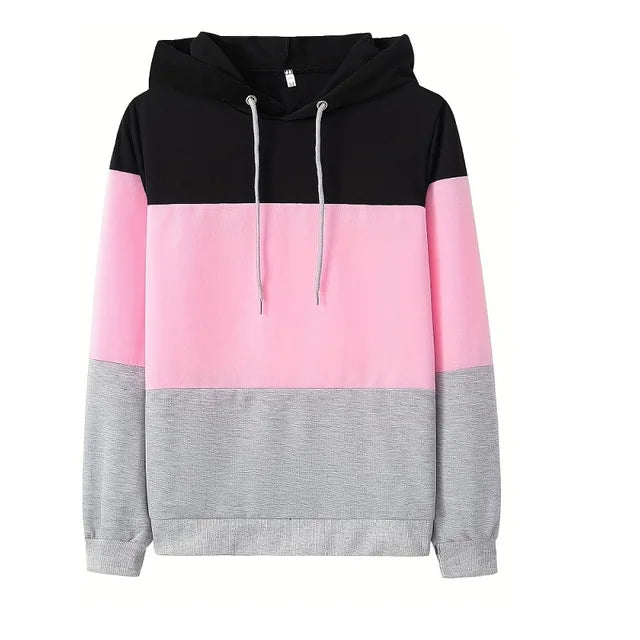 Women's Color Block Sweatshirt - Relaxed Fit Long Sleeve Casual Top - Stylish & Comfortable
