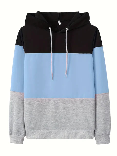 Women's Color Block Sweatshirt - Relaxed Fit Long Sleeve Casual Top - Stylish & Comfortable