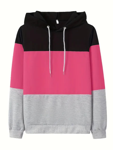 Women's Color Block Sweatshirt - Relaxed Fit Long Sleeve Casual Top - Stylish & Comfortable