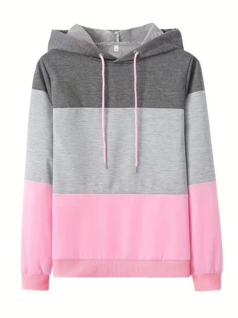 Women's Color Block Sweatshirt - Relaxed Fit Long Sleeve Casual Top - Stylish & Comfortable