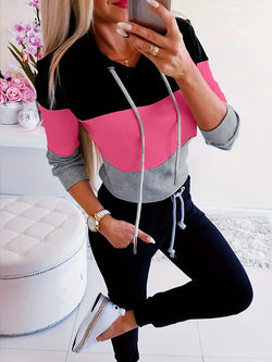 Women's Color Block Sweatshirt - Relaxed Fit Long Sleeve Casual Top - Stylish & Comfortable