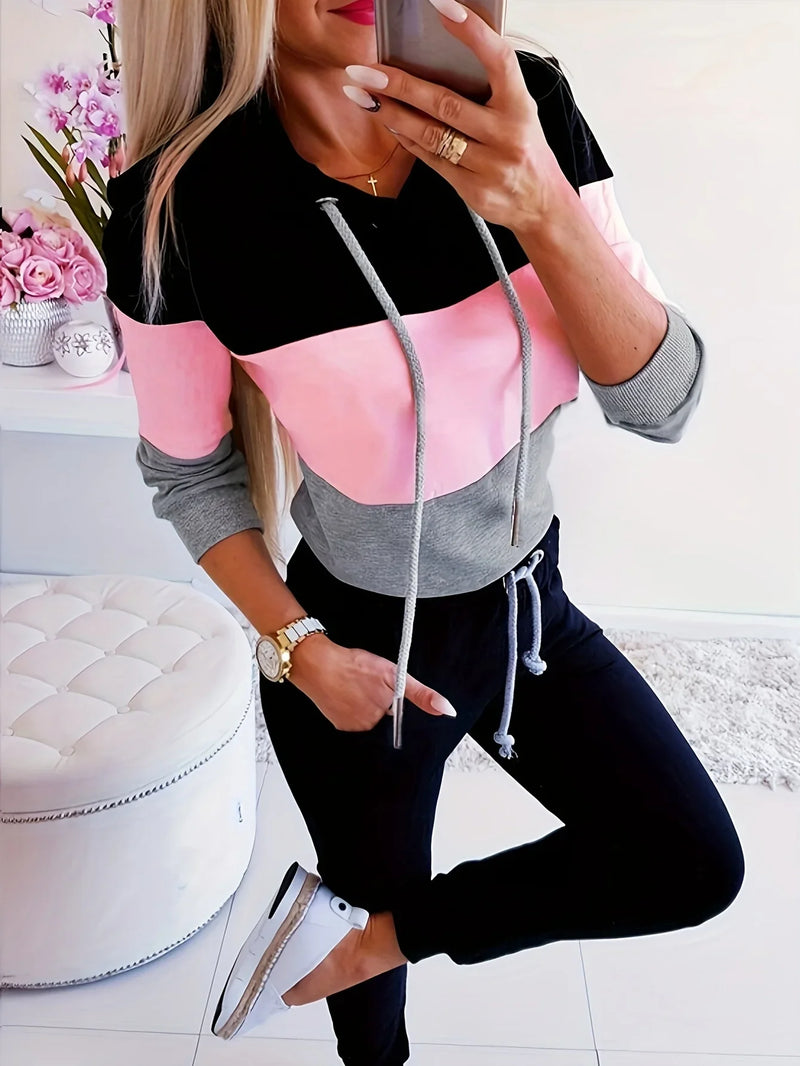 Women's Color Block Sweatshirt - Relaxed Fit Long Sleeve Casual Top - Stylish & Comfortable