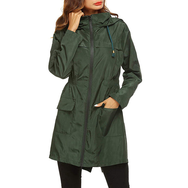 Women's Lightweight Packable Raincoat - Water-Resistant with Cinched Waist - Perfect for Travel & Outdoor Activities