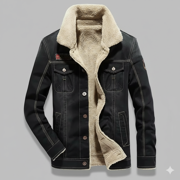 Men's Plus Size Fur Collar Casual Denim Jacket winter and Autumn