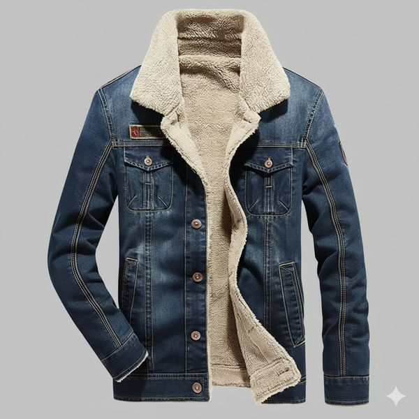 Men's Plus Size Fur Collar Casual Denim Jacket winter and Autumn