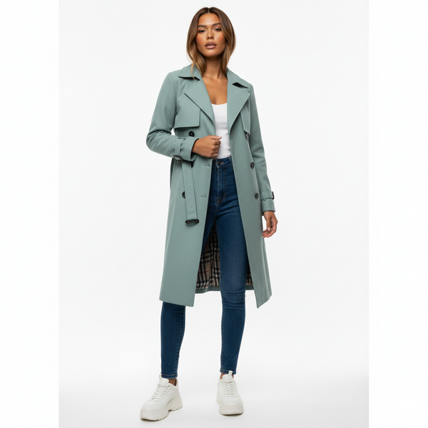 Stylish Women's Double Button Trench Coat - Classic Outerwear for All Seasons