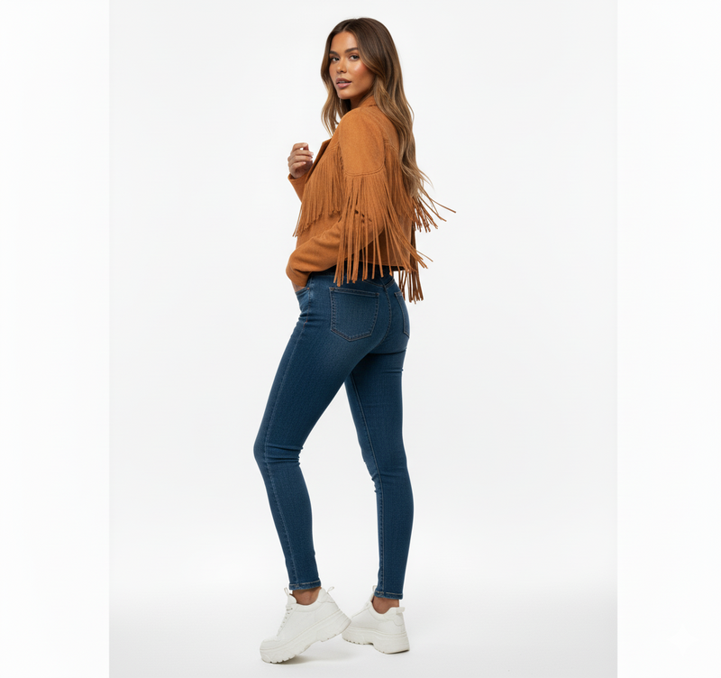 Stylish Women's Suede Fringed Jacket - Boho Chic Outerwear for Fall & Winter